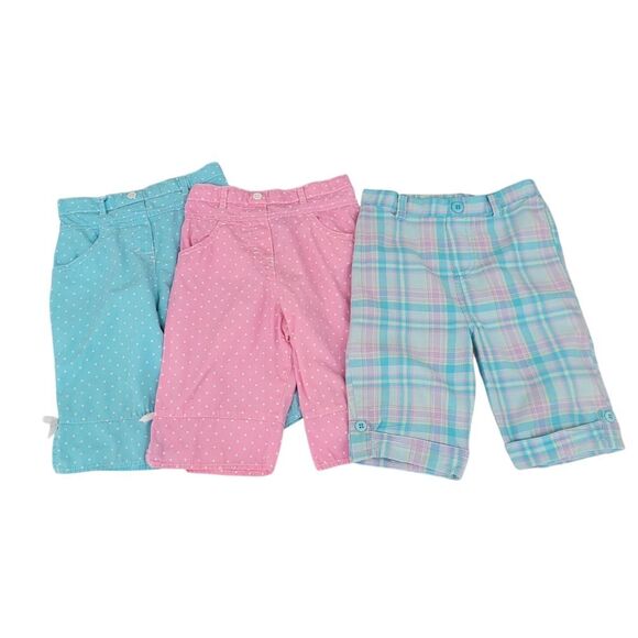 Vintage Y2K Cotton Blue Pink Polka Dots and Plaid Capris Lot Of 3 - Picture 1 of 16